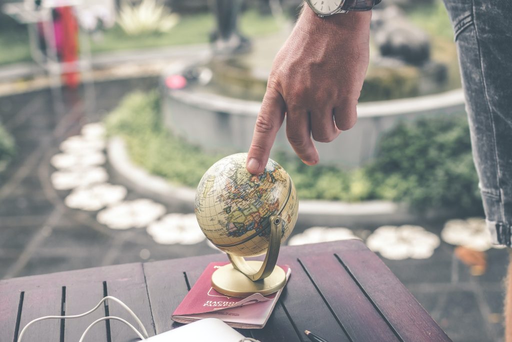 Choosing next destination in a globe. 